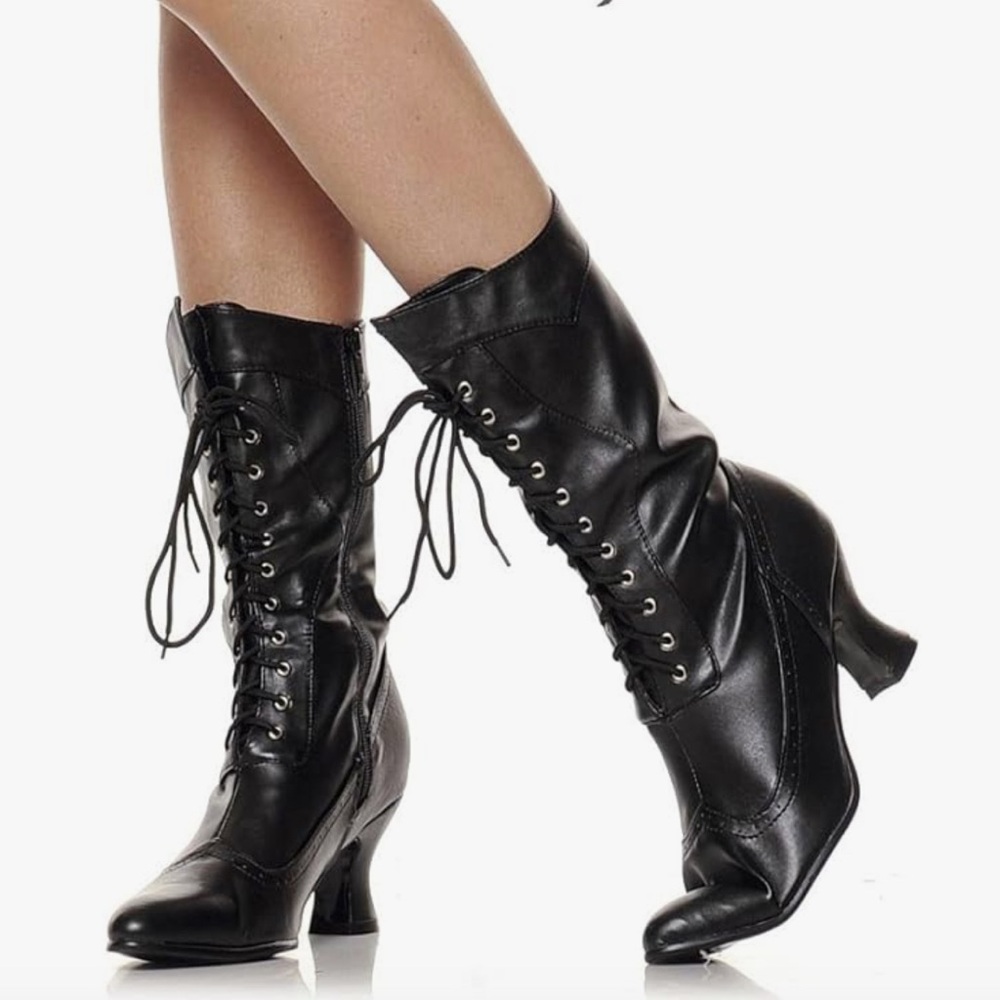 Black Lace-Up Women's Boots Victorian